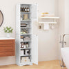 Living Room Freestanding Storage Cabinet w/5 Adjustable Shelves-White