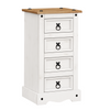 Corona Bedside Table Chest Cabinet 4 Drawer Narrow White Wax Mercers Furniture