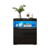 Black LED Sideboard 2 Doors Buffet Storage Cabinet Cupboard High Gloss Front