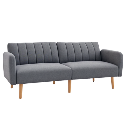 3 Seater Linen Sofa Bed with Adjustable Backrest for Living Room