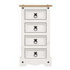 Corona Bedside Table Chest Cabinet 4 Drawer Narrow White Wax Mercers Furniture