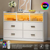 7-Drawer Chest with RGB LED Lights, White Bedroom Storage Cabinet