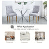 4x Grey Wood Dining Chairs Rivet Armchairs&White Marble MDF Top Dining Table Set