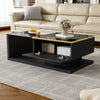 Coffee Table with LED Light & Glass Top Black With Drawer Living Room Furniture