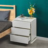 LED Bedside Table Cabinets Front High Gloss Chest of 3 Drawers Nightstand