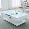 White High Gloss Glass Coffee Table Rectangular Living Room Modern Storage MDF