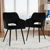 2Pcs Dining Chair Velvet Chair Diamond Seat with Metal Leg Dining Room Black