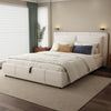 Upholstered Bed Ottoman Bed Frame Beige Fabric With Storage Double, No Mattress