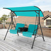 Outdoor Canopy Swing Chair W/ Center Tray & 23L Cooler Bag-Green
