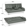 Sofa Bed Faux Leather with Cup Holders 2 Seater Click Clack Living Room Recliner