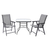 80cm Outdoor Garden Square Dining Table Patio Tempered Glass Top w/ Parasol Hole