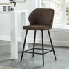 2 Pcs Brown PU Bar Stools Restaurant Bar Stools Soft Padded Seat Back Metal Legs