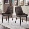 2x Brown Dining Chairs Faux Leather High Back Diamond Design Chairs Modern