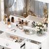 Vanity Makeup Desk Set With LED Light Mirror and 7 Drawers Dressing Table White