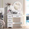 Vanity Table With Mirror Led Lights Bedroom Makeup Dressing Desk 4 Drawer Woman