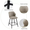 2 Pcs Beige PU Bar Stools Restaurant Bar Stools Soft Padded Seat Back Metal Legs