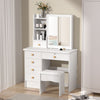 Dressing Table With Sliding Mirror 6 Drawers Open Shelves Vanity Desk