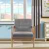 Fabric Upholstered Armchair Solid Wooden Frame Single Sofa Button Back Armchair