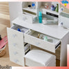 Dressing Table Mirror Drawers Vanity Makeup Desk Stool Set With LED Lights White
