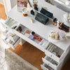 White Dressing VanityTable Wood Makeup Desk with LED Mirror 7 Drawers Stool