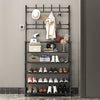 Black Metal Clothes Rail Rack Garment Stand Corner Open Wardrobe with Shelf