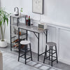 3Pcs Bar Table Stools Set 2 Bar Stools for Breakfast Pub Counter Small Apartment