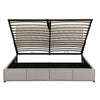 Upholstered Bed Ottoman Bed Frame Grey Fabric 5 FT King Bed Frame With Storage