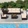 Rattan Sectional Sofa Set 8 PCS Wicker Patio Furniture Set-Brown