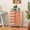 15 Drawers Storage Trolley Mobile Rolling Utility Cart-Peach pink
