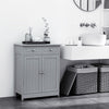 Bathroom Floor Storage Cabinet w/ 2 Drawers Door Cupboard Grey