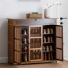 Large Wooden Shoe Storage Cabinet Rack Stand Cupboard Slatted 3 Doors Shelf Unit