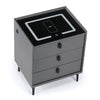 LED Bedside Table 3 Drawers Wireless Charging Side Cabinet Black Nightstand Tcol