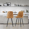 2Pcs Velvet High Bar Stools Breakfast Kitchen Counter Chairs Gold Metal Footrest