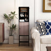 Sturdy Metal Support Slim Cupboard Tall Kitchen Storage Cabinet-Black