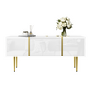 Modern High-gloss Coffee Table with 2 drawer for Living Room, White