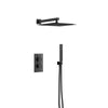 Black Thermostatic Shower Mixer Square Bathroom Concealed Twin Head Valve Set