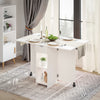 Mondeer White Folding Dining Table Drop Leaf Rolling w/ Drawer 2 Storage Shelves