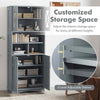 Tall Bathroom Cabinet Large Floor Storage Cabinet w/ Acrylic Doors Grey