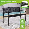 2-3-Person Patio Bench 127CM Garden Bench with Armrests Black