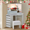 Corner Dressing Table Stool Vanity Set White Makeup Dresser Mirror 5 Drawers NEW