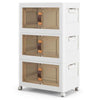 3 Tier Stackable Storage Box Folding Shoe Cabinet w/Lockable Wheels-White