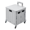FOLDING SHOPPING CART PLASTIC CRATE TROLLEY STORAGE BOX WHEELS BOOT WITH LID 45L