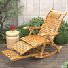 Bamboo Rocking Chair Extra Retractable Sun Bed Patio Lounger Reclining Armchair
