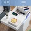 2 Drawer Bedside Table Cabinet Charging Station LED Nightstand Storage White