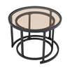 Nesting Teal Colour Glass Coffee Table Sofa Side Round Living Room Furniture Set