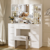 Vanity Makeup Table Set with 10LED Lights Mirror 7 Drawers Dressing Desk & Stool