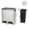 30L/45L/60L Dual Step Stainless Steel Double Bucket Trash Can Rubbish Pedal Bin