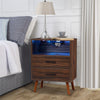 Bedside Table Cabinet 2 Drawers Accent Sofa Side LED Nightstand Storage Unit NEW