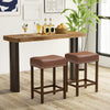 2Pcs Bar Stool PU Leather Counter Height Saddle Stools Dining Chairs Brown 60CM