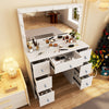 White Dressing Table LED Mirror 7 Drawers Vanity Makeup Desk Set Bedroom Girl